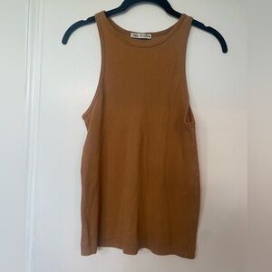 Zara Brown Sleeveless Racerback Basic Summer Layering Tank size small